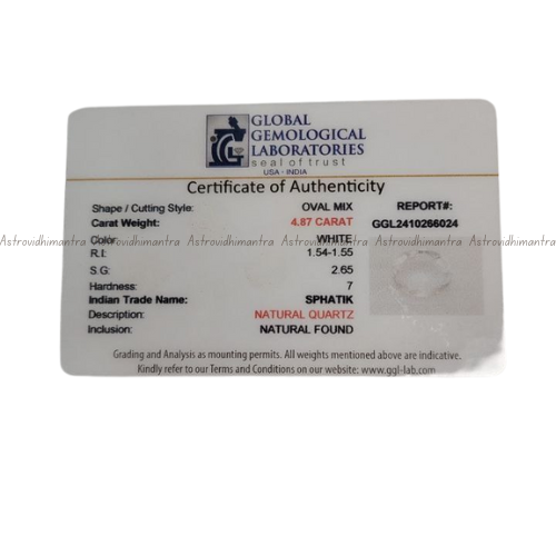 Clear Quartz (Sphatik) 4.87 Carats