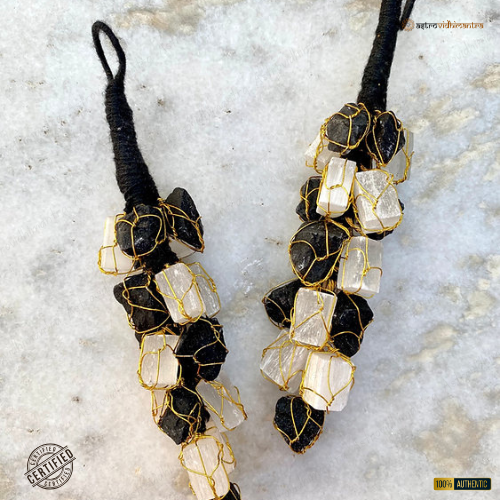 Selenite & Black Tourmaline Hanging- 1pcs