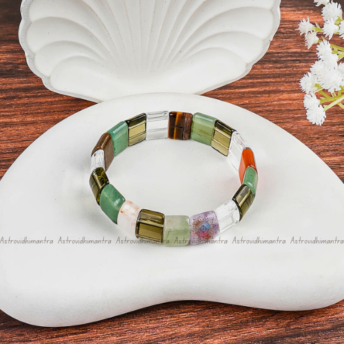 MultiStone Flat - Rectangular Beads Bracelet