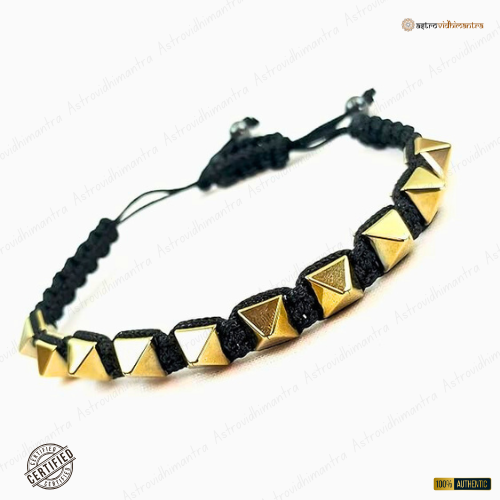 Golden Pyrite (Coated Hematite) Pyramid Bracelet