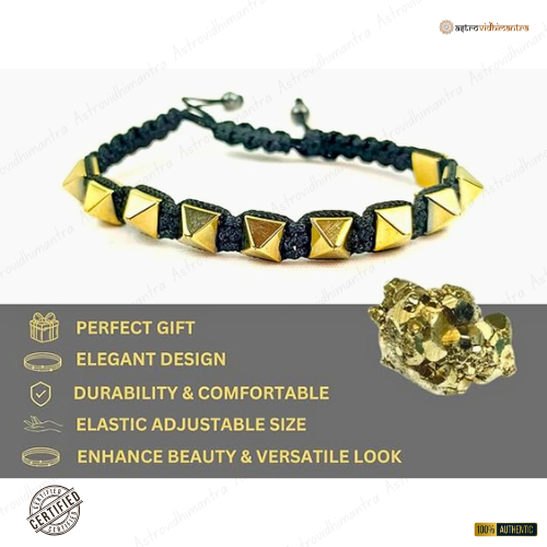 Golden Pyrite (Coated Hematite) Pyramid Bracelet