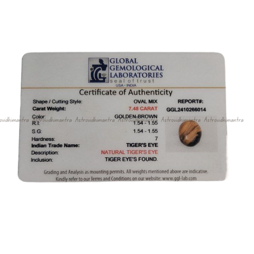 Tiger Eye Stone - 7.48 Carats