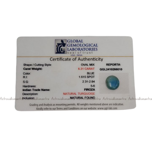 Turquoise (Firoza) 6.31 Carats