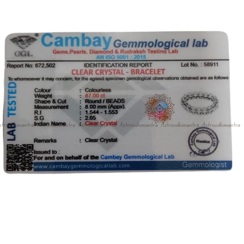 Clear Quartz (Sphatik) Crystal Bracelet