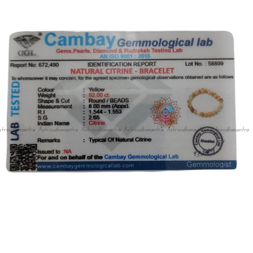 Citrine Crystal Bracelet