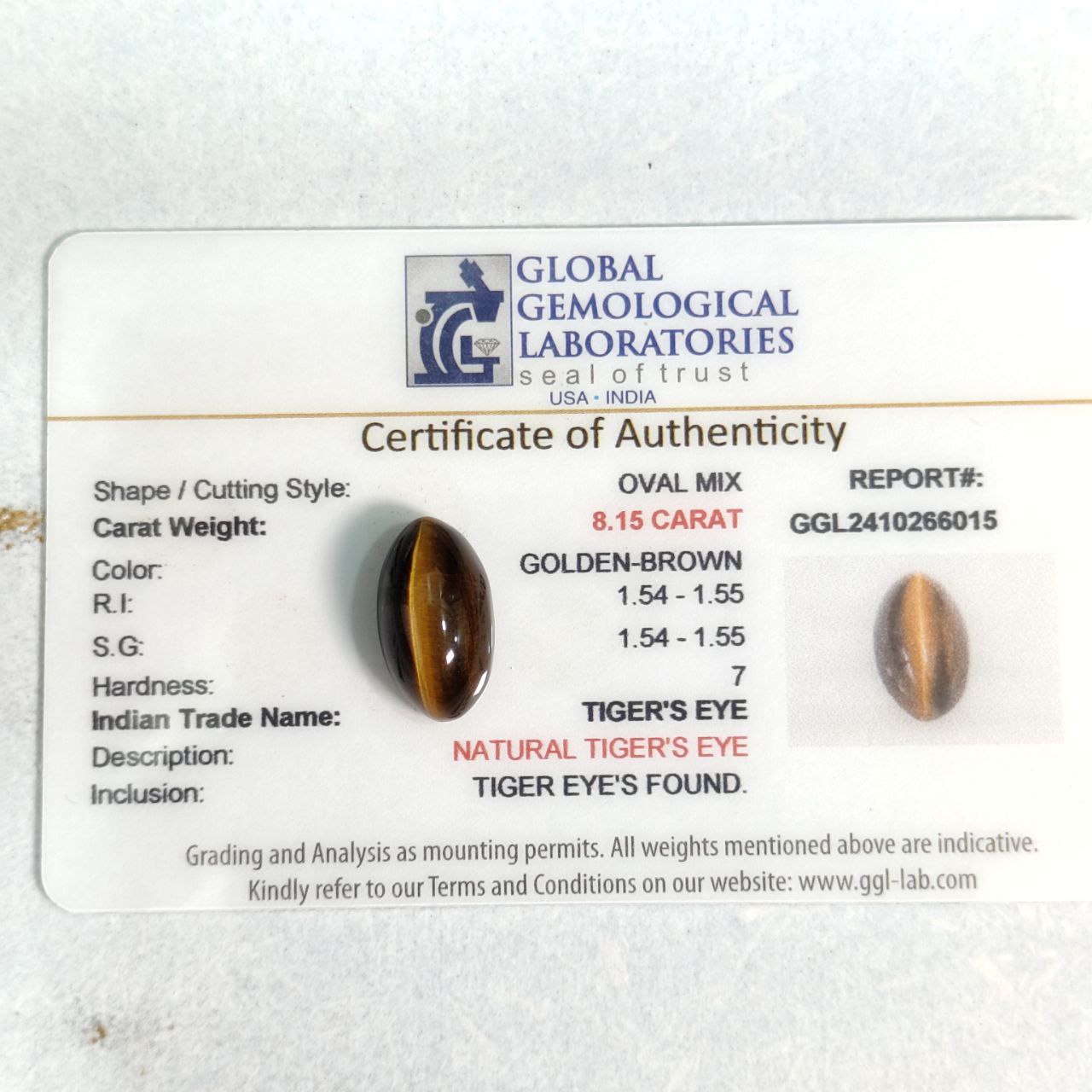 Tiger Eye Stone – 8.15 Carats