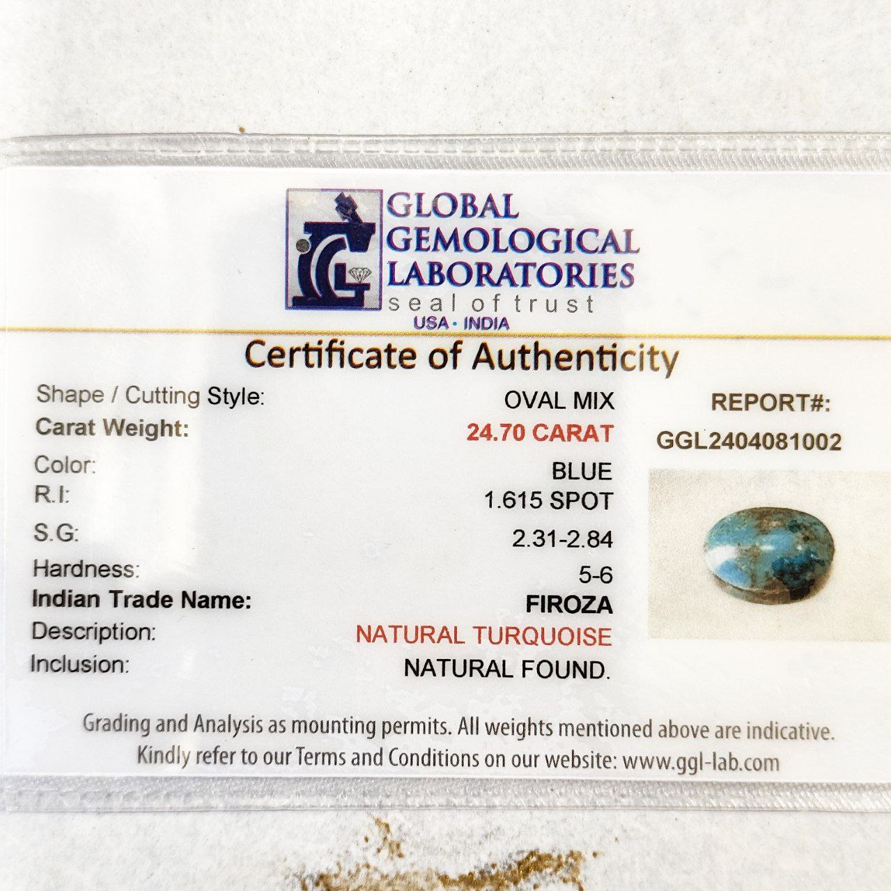 Firoza (Turquoise) – 24.70 Carats